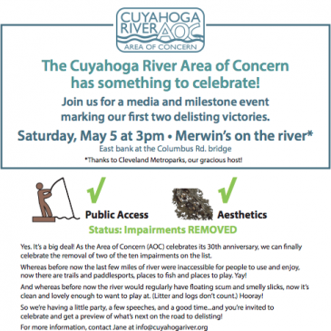 Cuyahoga River AOC to celebrate first steps in delisting  at May 5 event